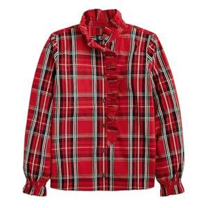NWT J. Crew Cottage Top In Plaid Cotton Poplin 20‎